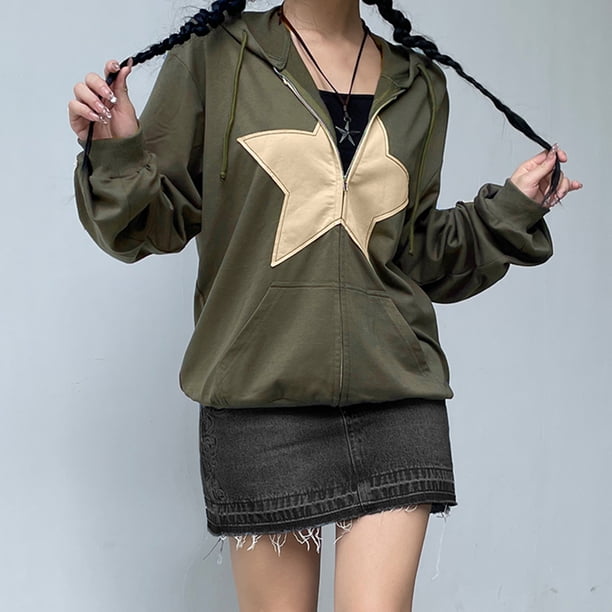 Abrigo Sudadera informal para mujer estilo Harajuku Vintage holgado ajuste traje diario de gran tamaño Cgtredaw Verde T S para Mujer
