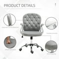thumbnail image 5 of Vinsetto Velvet Home Office Chair, Button Tufted Desk Chair with Padded Armrests, Adjustable Height and Swivel Wheels, Gray, 5 of 9