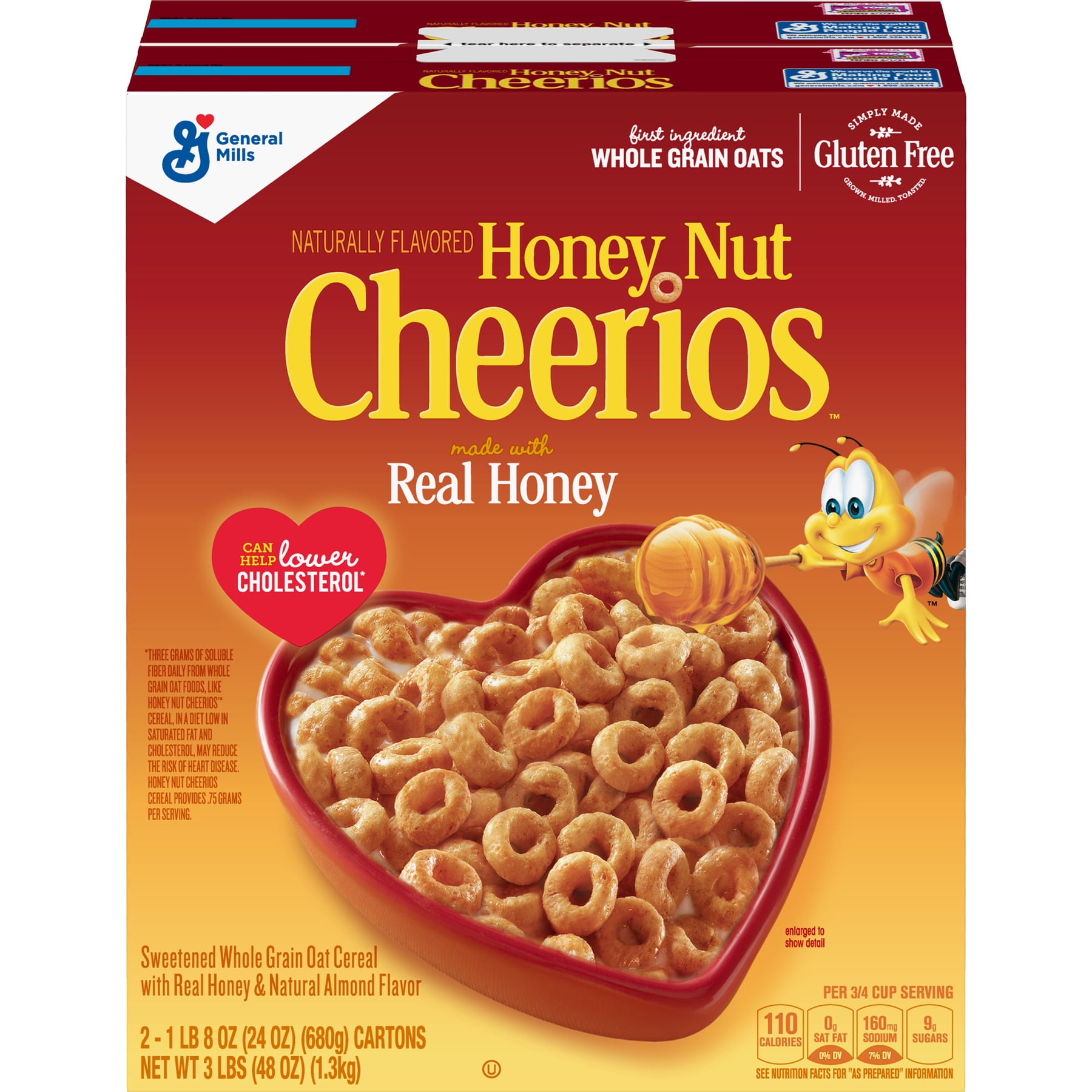 Honey Nut Cheerios Gluten Free Breakfast Cereal 48 Oz Walmart Com