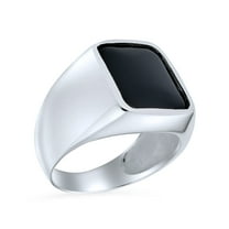 Bling Jewelry Mens Elegant Large Flat Black Onyx Rectangle Signet Ring Sterling Silver