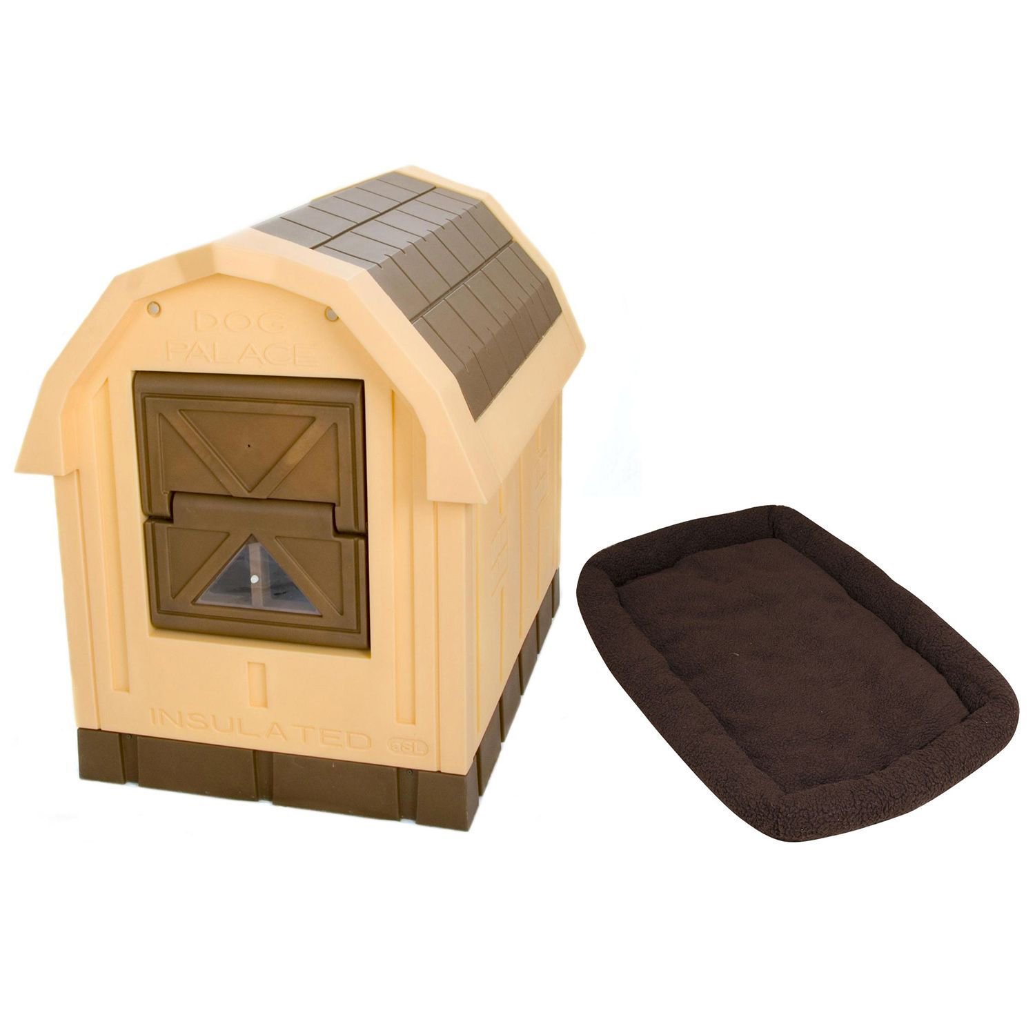 ASL Solutions Tan Insulated Dog Palace u0026amp; Bed Combo - Walmart.com