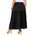 thumbnail image 4 of DARING DIVA Women's Plus Swing Maxi Elastic High Waist Boho Flowy Skirts 1X Black, 4 of 6