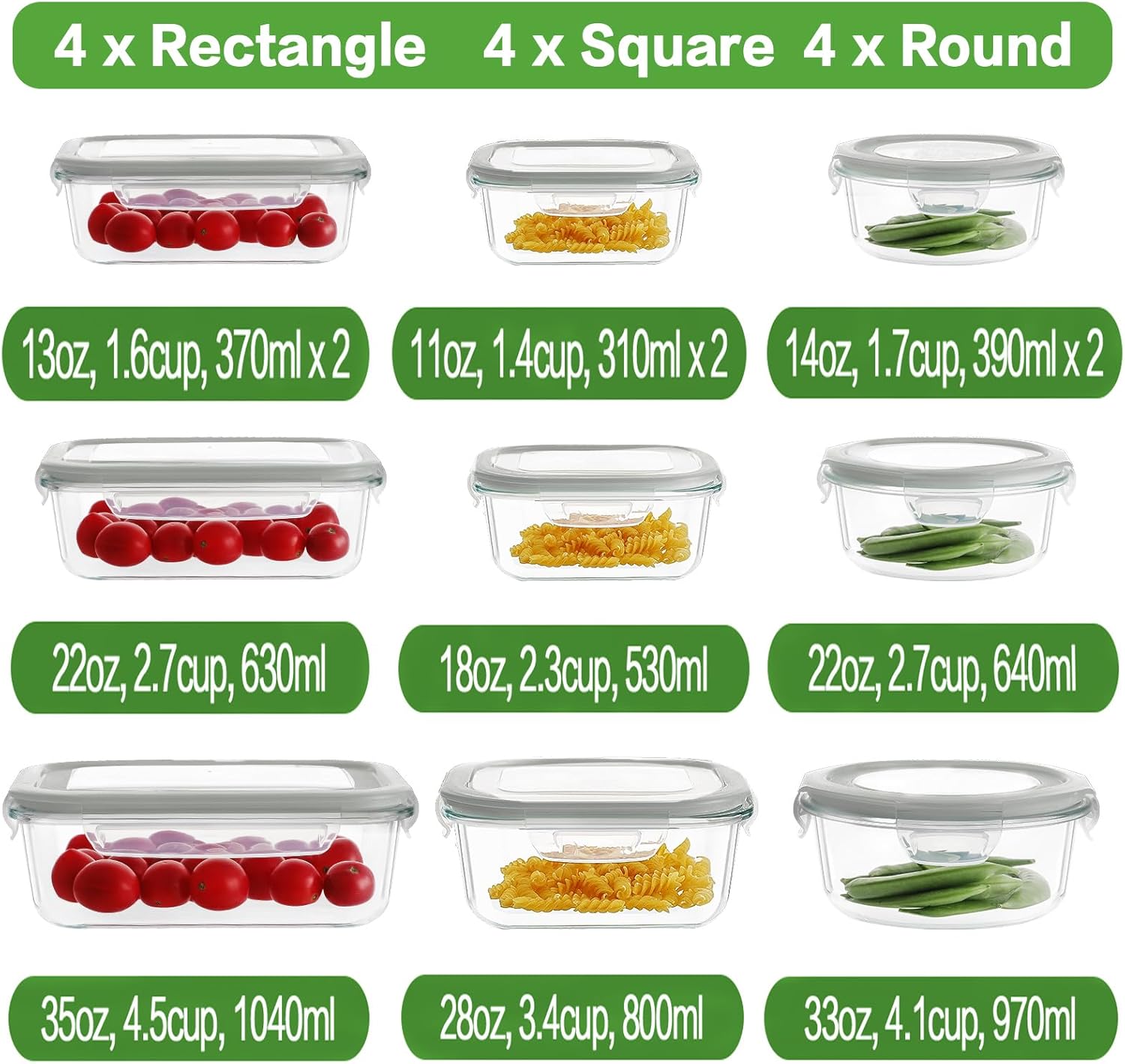 12 Sets Glass Food Storage Containers with Lids, Glass Meal Prep Containers, Airtight Glass Bento Boxes, BPA Free & Leak Proof, Pantry Kitchen Storage(12 lids & 12 Containers) - Deep Blue