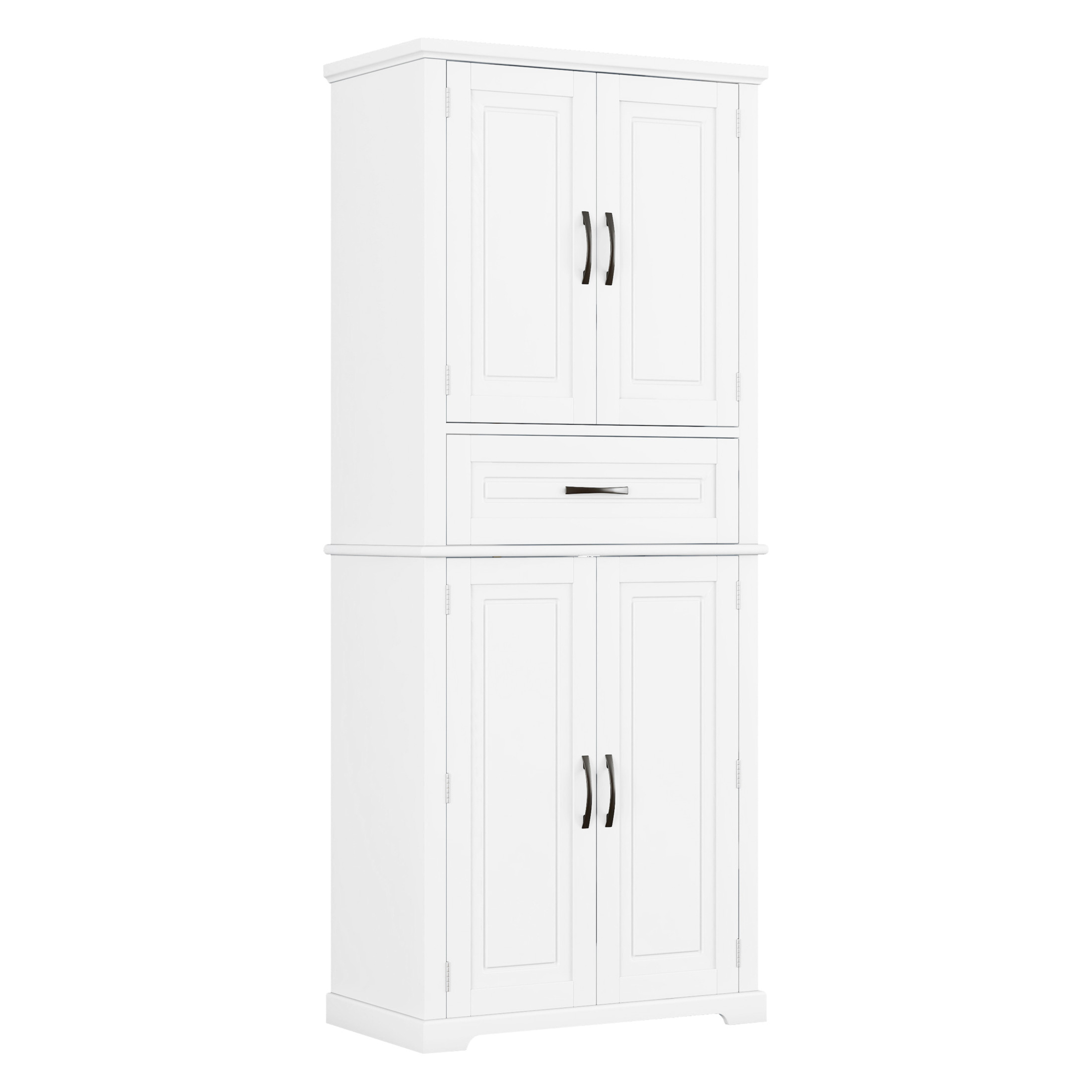 Modern Storage Cabinet with Adjustable Shelf, Anti-Tipping Design, White