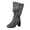 Gray, variant on Beige Womens Fall Chunky Heel Mid Calf Boots Casual Lightweight Comfortable Booties