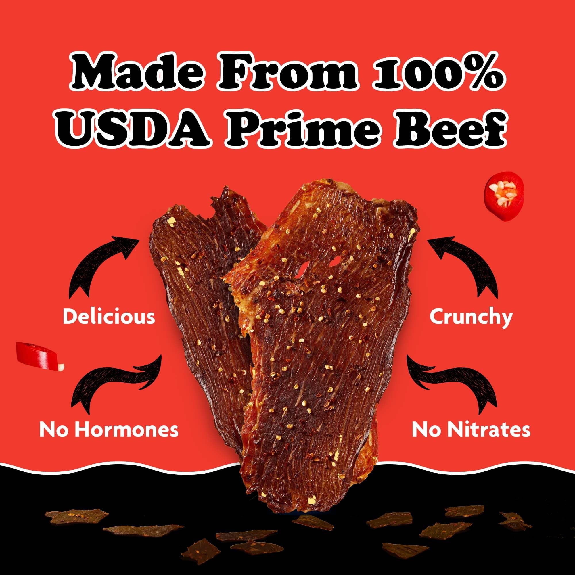 Yay's Snacks Sweet and Spicy Beef Crisps | High-Protein Ready-to-Eat Crispy Crunchy Chipped beef | Spicy Beef Jerky with 24g Protein per Bag, Non-GMO Healthy Meat Snack, Made in USA pack of 6(1.75 oz