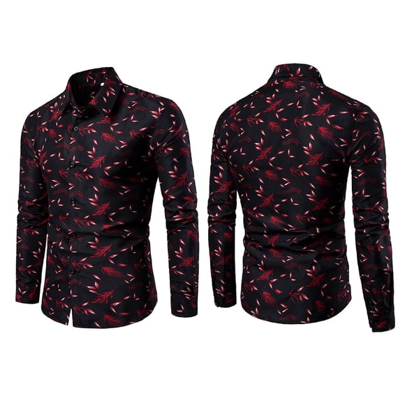 Camisa De Botones, Cómodo Camisa De Manga Larga Con Lámpara De Vino Rojo