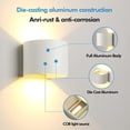 thumbnail image 3 of Aplique de pared LED de 12 W para interior y exterior, resistente al agua IP65, 960 lm, moderno aplique de aluminio, regulable, blanco frío de 6500 K [blanco], 3 of 5