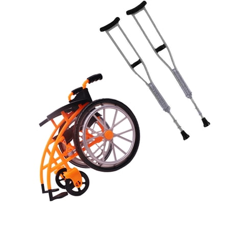 3 Piece Foldable Rehab Wheelchair And Crutches Pretend Play Set For Kids Role Play Educational Toy With Safe Plastic Design
