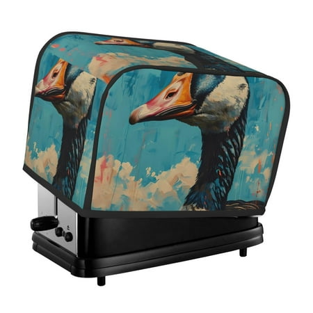 

KLL Blue Watercolor Duck Print 2 Slice Toaster Dust Covers Kitchen Small Appliance Cover with 2 Pockets Can hold Jam Spreader Knife & Toaster Tongs (11.4 x 7.9 x 7.5)