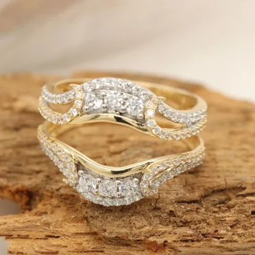 1.80CT Round Cut White Lab Created Diamond Enhancer Wrap Ring 14K Yellow Gold Plated