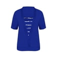 thumbnail image 4 of Mifsaly Cotton T Shirts Women Square Neck Short Sleeve Tops Striped Inner Layer Split Front Blouse Loose Casual Everyday Summer Top XXL, 4 of 5
