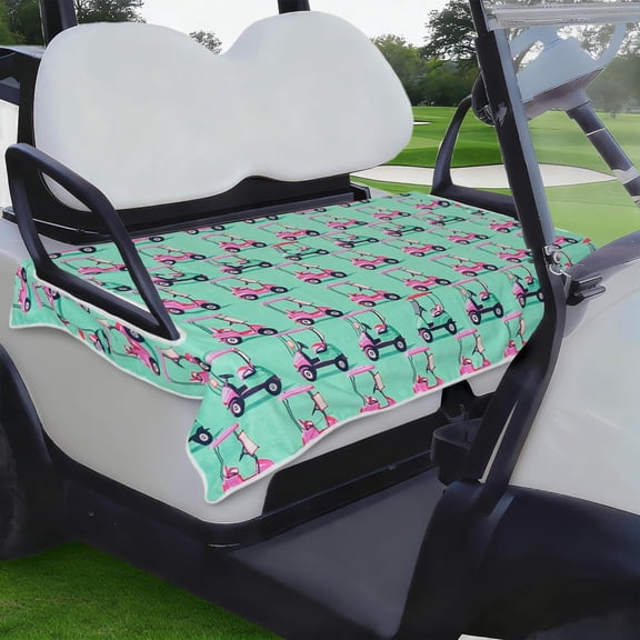 Golf Cart Seat Covers, Universal Golf Cart Seat Towel Blanket for Yamaha, EZGO, Club Car, Icon and More 2-Seat Carts, 100% Microfiber Keeps Seat Comfortable and Clean