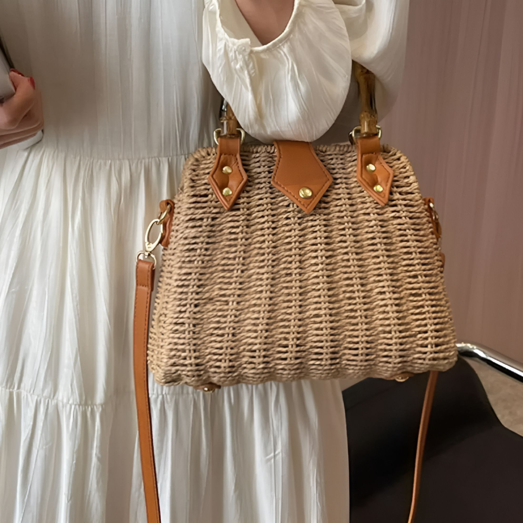 GASTROPOD Straw Crossbody Bags for Women Beach Handbags Wicker Summer Purse Woven Island Beach Bags Natural Bag Woven Crossbody Bags for Women