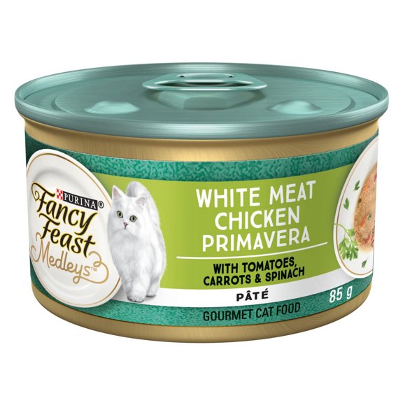 Fancy Feast Medleys Pâté Blanc de Poulet Primavera, Nourriture Humide pour Chats 85 g