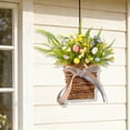 thumbnail image 3 of Spring Door Wreath with Easter Eggs Wall Hanging Basket Plastic Simulation Flower 1 Pc for Porch Farmhouse Home Spring Decor, 3 of 8