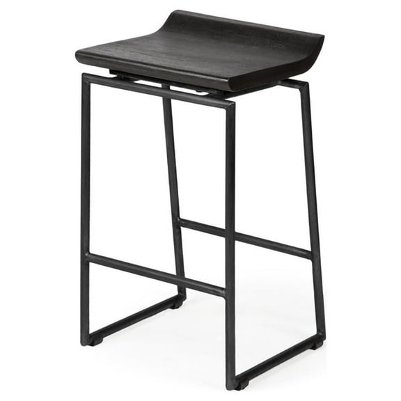 Mercana Givens IV 24.25" Seat Height Black Wood Seat Black Frame Stool