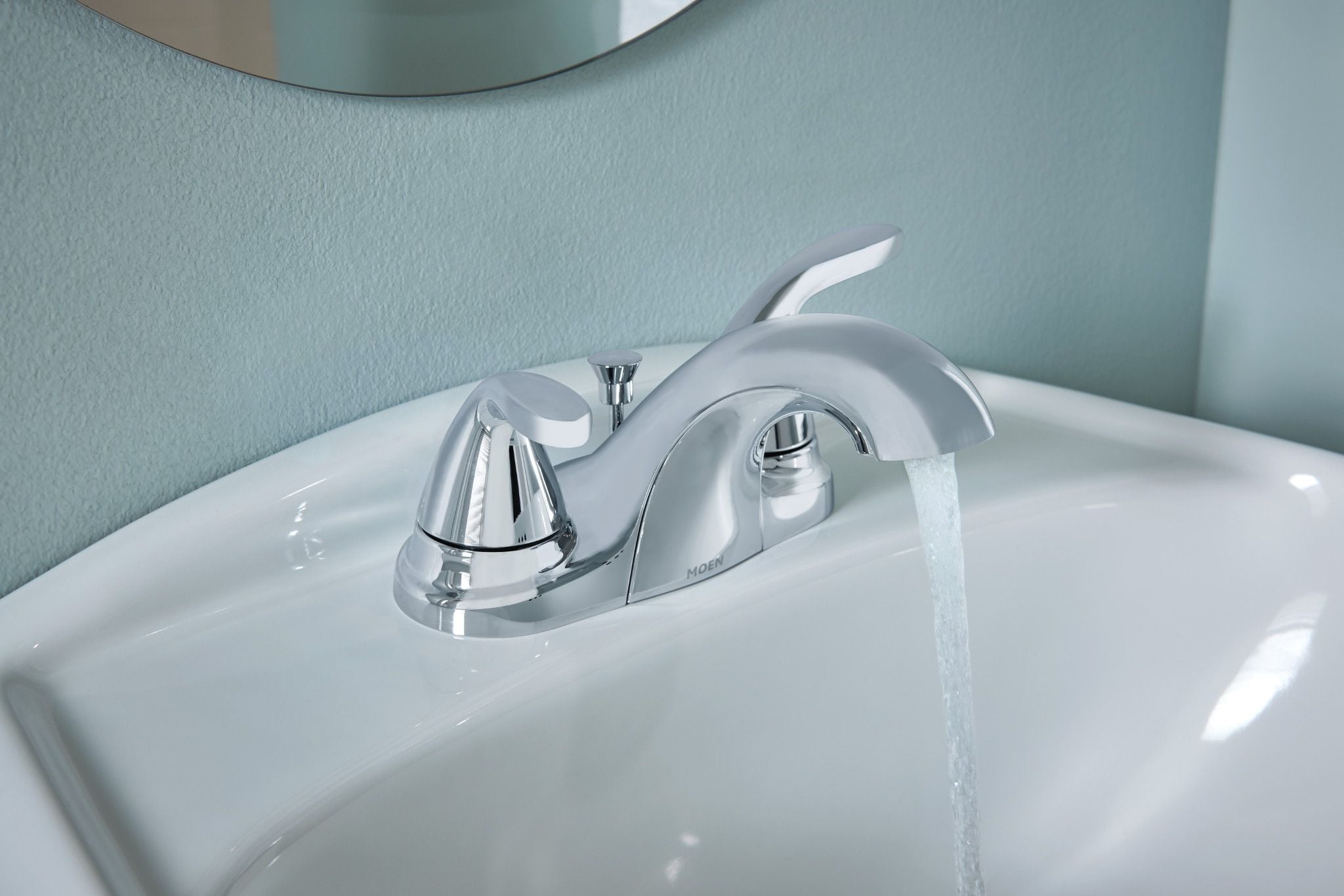 Moen Adler Two-Handle Centerset Bathroom Faucet, Chrome Finish, 4-Inch Design