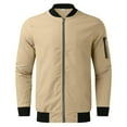 thumbnail image 2 of Akiihool Mens Jackets Casual Stylish Men's Jackets-Windproof Bomber Jacket Varsity Bomber Jacket Vintage Coat (Khaki,3XL), 2 of 4