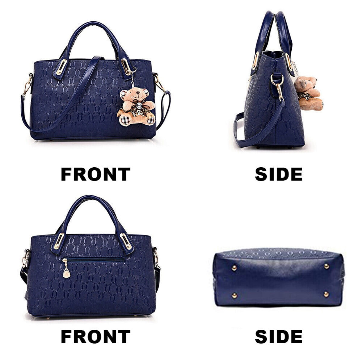 ‌4-Piece Women's Handbag Set - Leather Messenger, Tote & Purse (Rose Red)‌