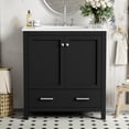 thumbnail image 3 of Bellemave 30" Bathroom Vanity with Single Sink, Wood Combo Cabinet Undermount Sink, Bathroom Storage Cabinet with 2 Doors and a Drawer, Soft Closing, Multifunctional Storage (Black), 3 of 10