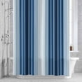 thumbnail image 3 of Minimalist Shower Curtain for Bathroom Decor, Country Dark Blue Gradient Stripe Waterproof Fabric Shower Curtain, 72"x78" Set with 12 Hooks, 3 of 9