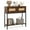 Rustic Brown, variant on Costway Rattan Console Table with 2 Rattan Drawers & Open Storage Shelf Metal Legs Oak