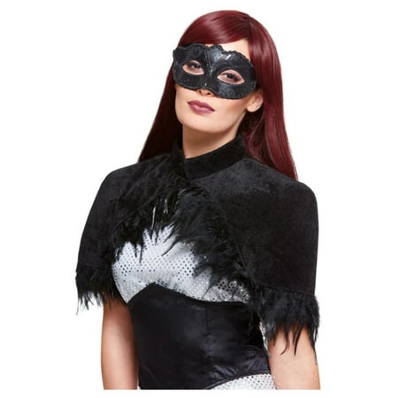 Black Dark Crow Unisex Adult Cape and Mask Halloween Costume Accessory - One Size