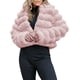 thumbnail image 2 of Chaqueta de Piel Sintética para Mujer, Abrigo Corto Abullonado de Larga, Abrigo Cálido de Invierno. Rosa L, 2 of 8