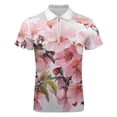 thumbnail image 4 of Cherry Blossom Pink (3) Men Zipper T-shirt Summer Casual Short Sleeve T-shirt Top, 4 of 7