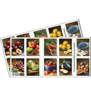 USPS Fruits & Vegetables First Class Postage Stamps, 40 Stamps, 2 Pack