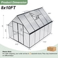 thumbnail image 4 of ALAULM 8x10 ft Outdoor Polycarbonate Greenhouse with Aluminium Frame, Walk-in Greenhouse with Drainage Channel, 2 Adjustable Roof Vents, Lockable Double Doors for Garden Backyard Patio Lawn, 4 of 9