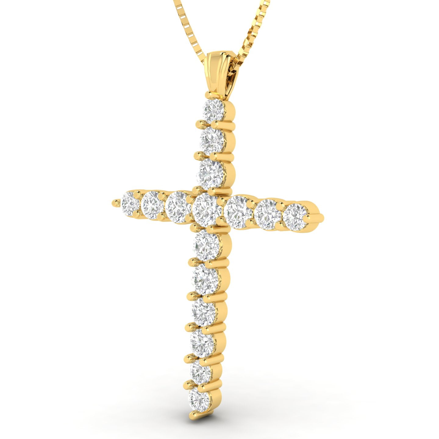 1/2 Carat TW Natural Diamond Cross Pendant Necklace in 14k Yellow Gold (G-H Color, I1 Clarity)