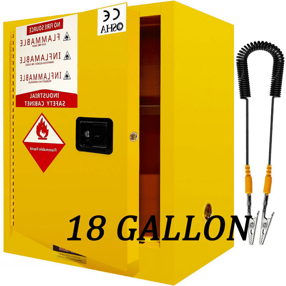 LINJI 18 Gallon flammable liquid storage cabinet, Chemical Safety Cabinet,  Flammable,  Liquid storage cabinet ,fire extinguisher cabinet,    Yellow