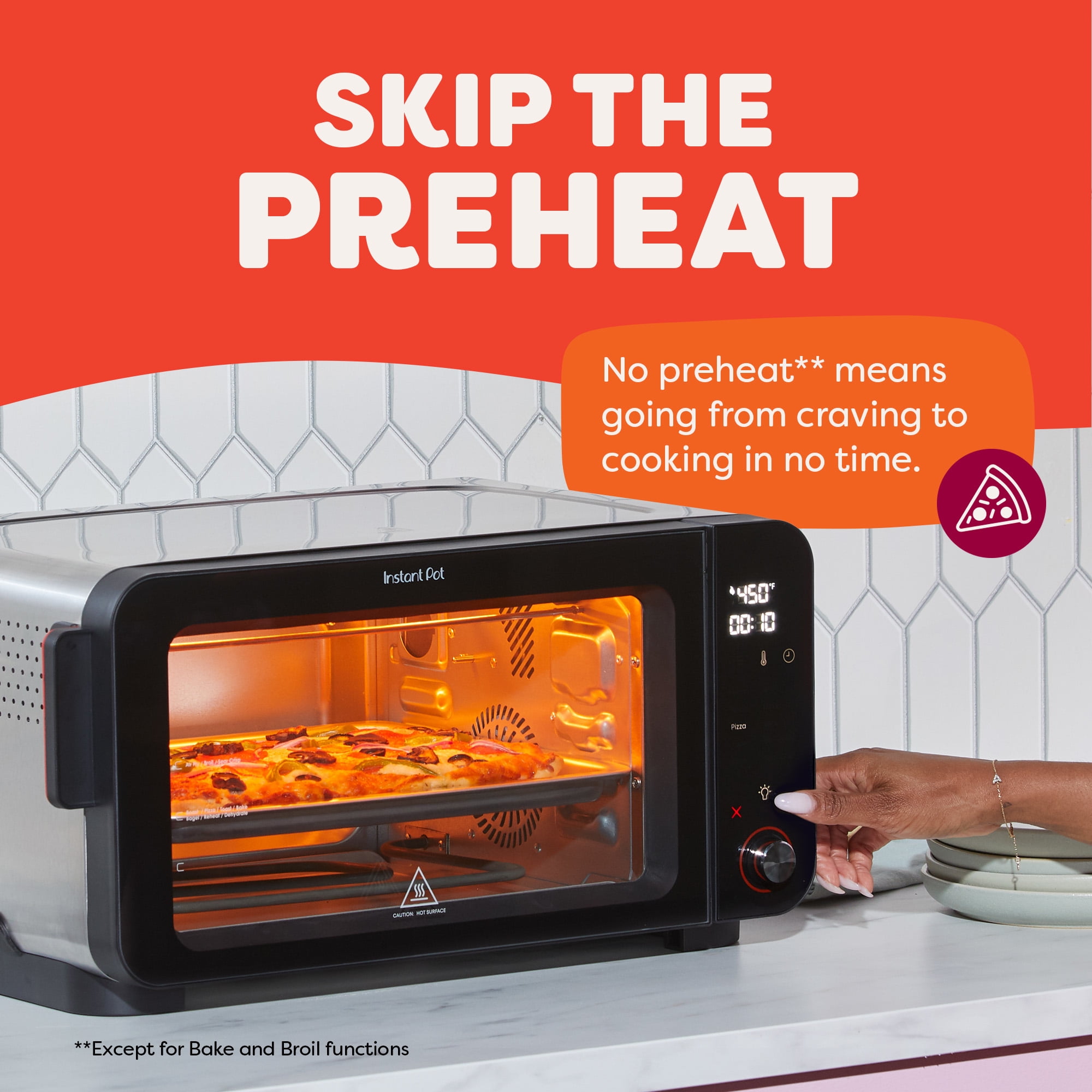 Instant Pot 6-Slice InstantHeat 10-in-1 Air Fryer Toaster Oven, Air Fry, Roast, Bake, Sear Crisp, Toast, Bagel, Broil, Dehydrate, Reheat, and Make Pizza