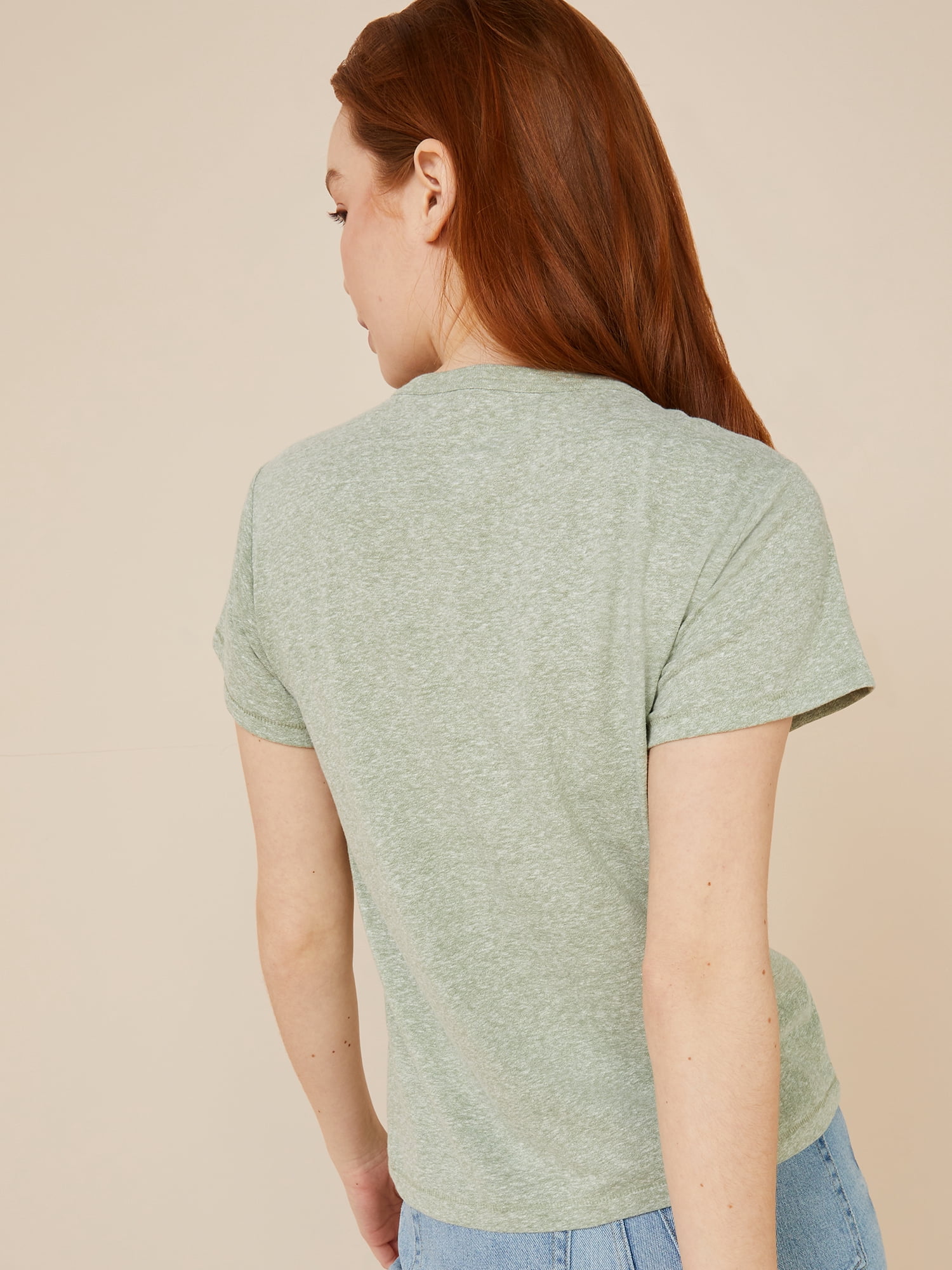 Free Assembly Women's Ringer Tee with Short Sleeves, Sizes XS-XXXL