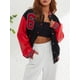 thumbnail image 5 of TRKIYQC Chaqueta de béisbol para mujer Número impreso Otoño Casual Manga de cuero Botón Bomber Jacket Streetwear TRKIYQC moda, 5 of 9