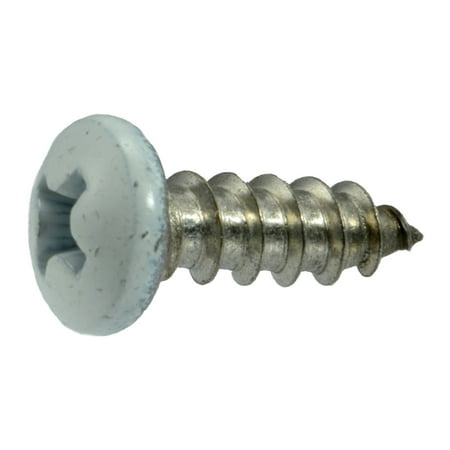 

#8 x 1/2 White Painted 18-8 Stainless Steel Phillips Pan Head Sheet Metal Screws SMSPSS-560