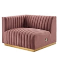 thumbnail image 4 of Modway Conjure Channel Tufted Velvet Sectional Sofa with Modular Connectors, Gold Dusty Rose, 4 of 10