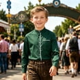 thumbnail image 2 of JAJAHO Boys Button Down Shirt Long Sleeve Stand Collar Regular Fit Dress Shirts School Uniform Formal Wear For Kids 2-14Y Versatile Tops, 2 of 4