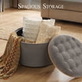 thumbnail image 6 of Dovov Round Ottoman with Storage and Reversible Tray, 25" Upholstered Footrest Coffee Table Button Tufted Storage Ottoman Foot Stool, Gray, 6 of 10