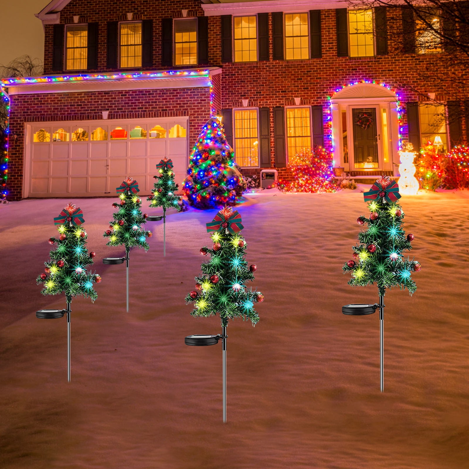 Bxaolu 1-Pack Solar Christmas Tree Outdoor Christmas Decorations, Solar Xmas Tree Lights with LED, Waterproof Solar Christmas Lights for Yard Front Porch Pathway Decor (29.5", 2Pack)