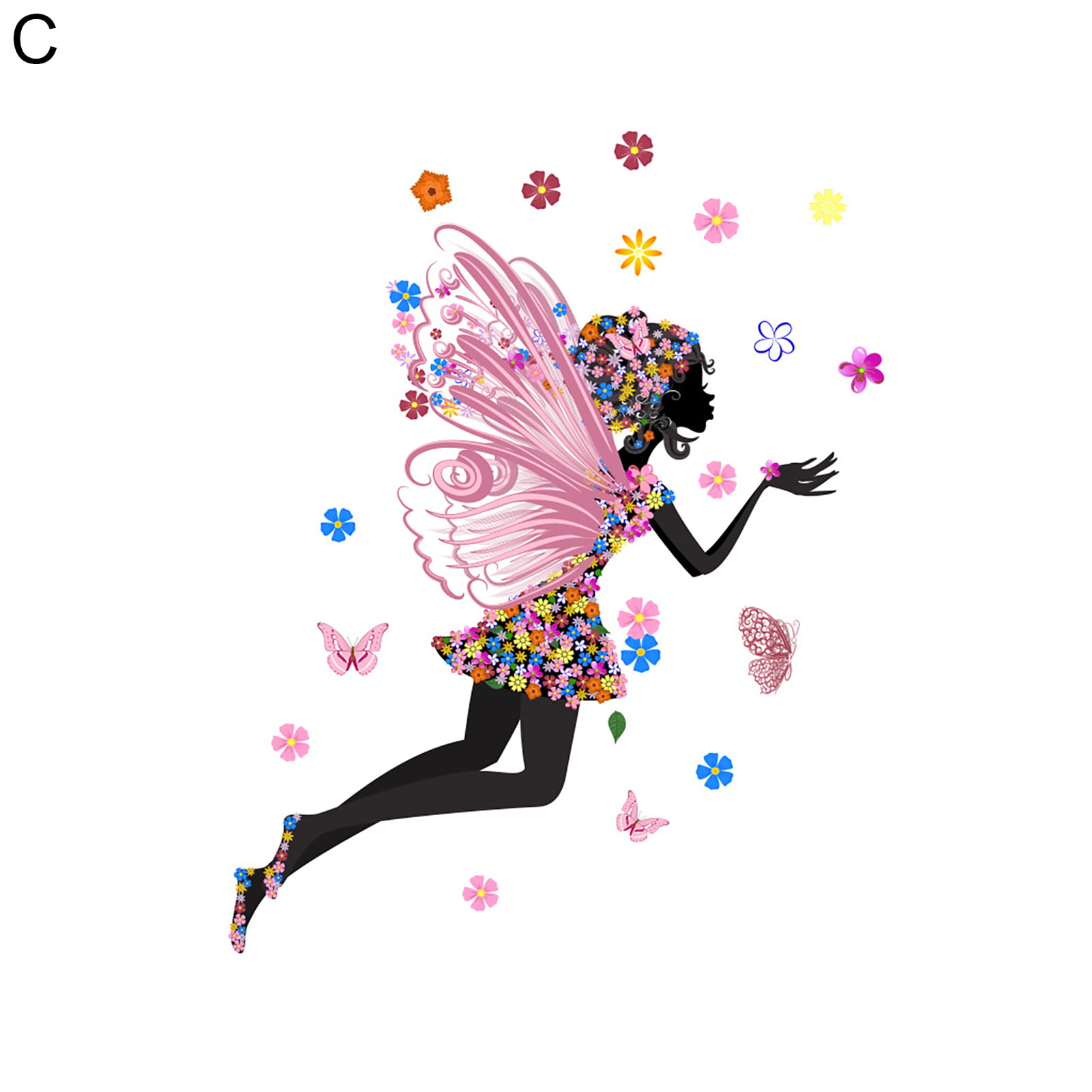 Anvazise 1 Sheet Wall Sticker Cartoon DIY Colorful Beautiful Butterfly  Ballet Girl Wall Decal Household Supplies C 