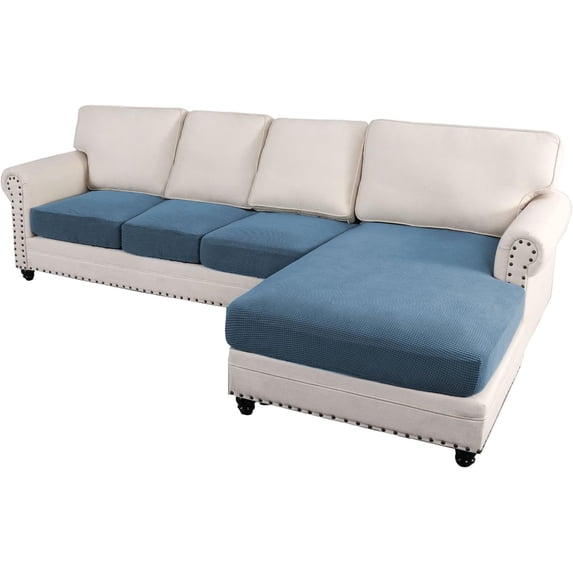 ZXNYH Sectional Couch Covers 4 Pieces Sofa Seat Cushion Covers L Shape Separate Cushion Couch Chaise Cover for Both Left/Right Sectional Couch (XL Sofa 3 Seater + 1 Chaise, Grey)