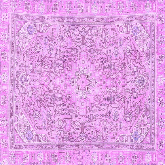 Ahgly Company Indoor Square Abstract Purple Modern Area Rugs, 8' Square