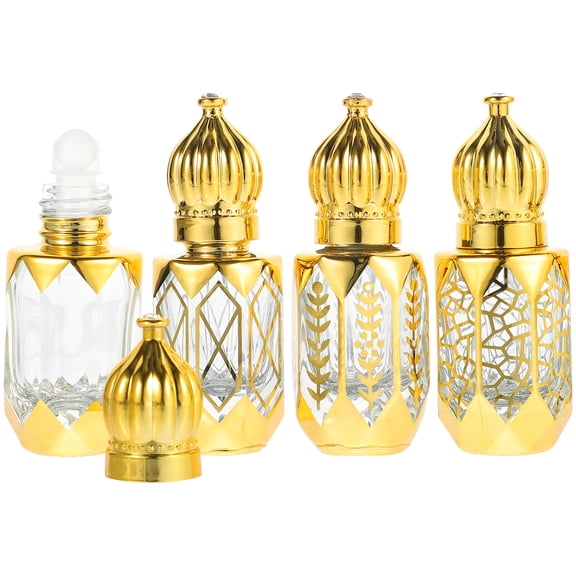 MERRYHAPY 4-Pack Empty Perfume Roller Bottles Assorted Colors Glass Material for Essential Oils
