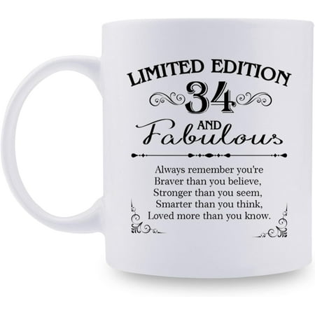 

34th Birthday Gifts for Women Men 11 oz Coffee Mug 34 Year Old Present Ideas for Son Daughter Grandson Granddaughter Brother Sister Friend (34th Birthday Gift)