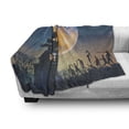 thumbnail image 3 of Fantasy World Soft Flannel Fleece Blanket, Dead Queen in Castle Zombies in Cemetery Love Affair Bridal Halloween Theme, Cozy Plush for Indoor and Outdoor Use, 60" x 80", Blue Yellow, by Ambesonne, 3 of 6