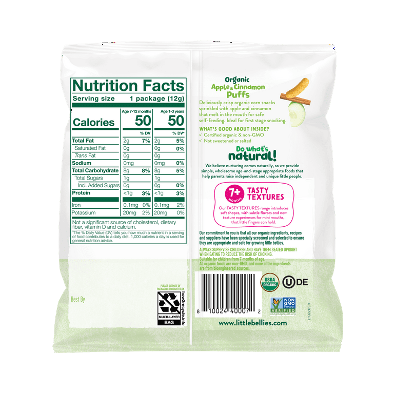 Organic Apple & Cinnamon Puffs for 7+ Months Baby Snacks