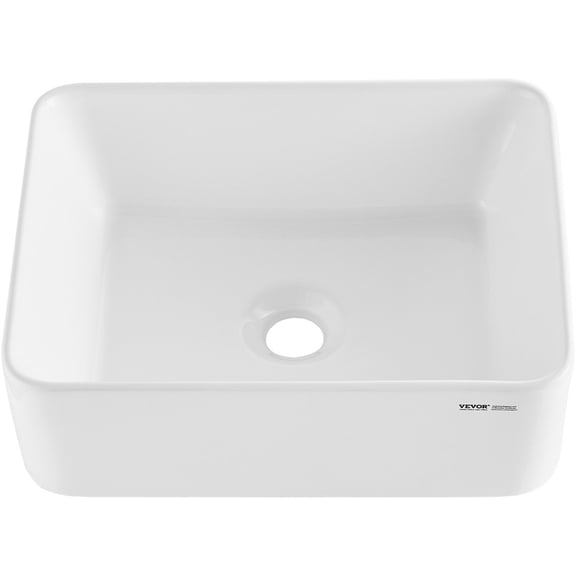 White Ceramic Modern Rectangle Vessel Sink 16x12 Inch Above Counter Bathroom Sink for Hotel RV Toilet